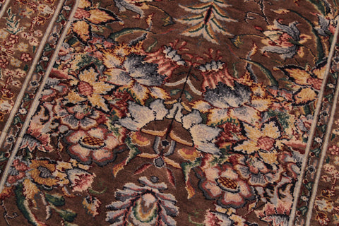 handmade Traditional Gulab Brown Blue Hand Knotted RUNNER 100% WOOL area rug 3' x 8'