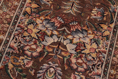 handmade Traditional Gulab Brown Blue Hand Knotted RUNNER 100% WOOL area rug 3' x 8'