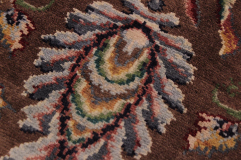 handmade Traditional Gulab Brown Blue Hand Knotted RUNNER 100% WOOL area rug 3' x 8'