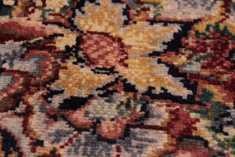 handmade Traditional Gulab Brown Blue Hand Knotted RUNNER 100% WOOL area rug 3' x 8'