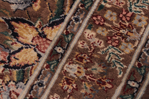 handmade Traditional Gulab Brown Blue Hand Knotted RUNNER 100% WOOL area rug 3' x 8'