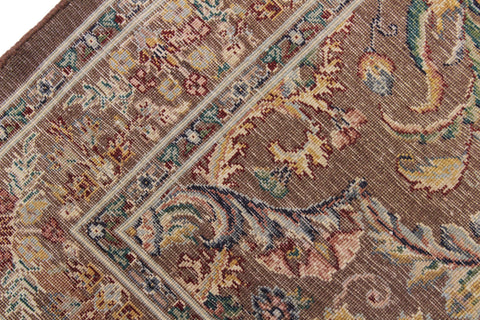 handmade Traditional Gulab Brown Blue Hand Knotted RUNNER 100% WOOL area rug 3' x 8'