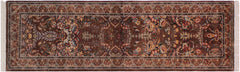 handmade Traditional Gulab Brown Blue Hand Knotted RUNNER 100% WOOL area rug 3' x 8'