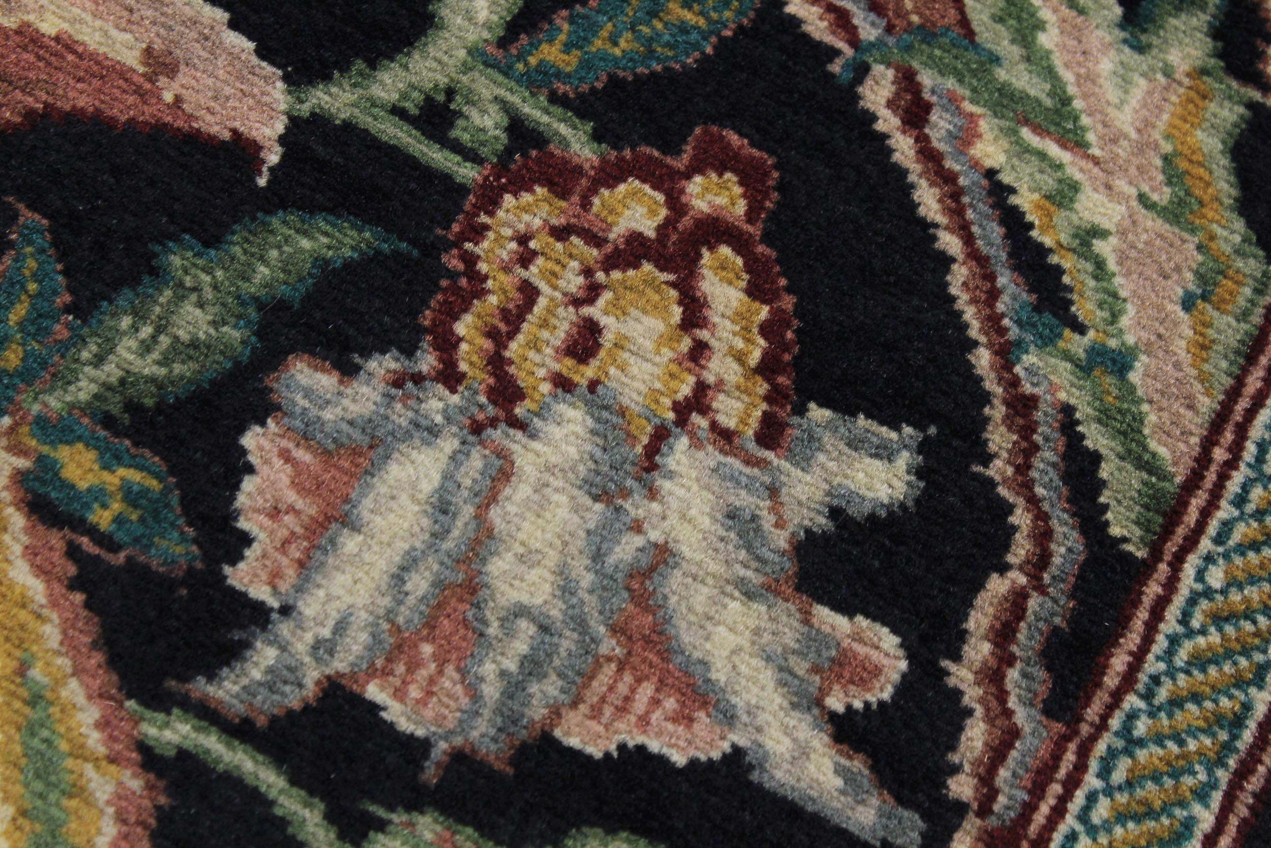 handmade Traditional Azeem Black Green Hand Knotted RUNNER 100% WOOL area rug 3' x 10'