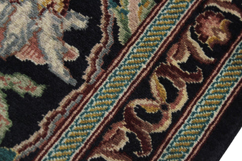 handmade Traditional Azeem Black Green Hand Knotted RUNNER 100% WOOL area rug 3' x 10'