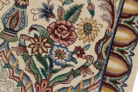 handmade Traditional Mahal Beige Gold Hand Knotted RUNNER 100% WOOL area rug 3' x 12'