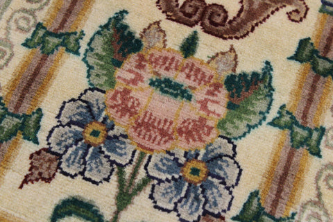 handmade Traditional Mahal Beige Gold Hand Knotted RUNNER 100% WOOL area rug 3' x 12'