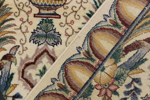 handmade Traditional Mahal Beige Gold Hand Knotted RUNNER 100% WOOL area rug 3' x 12'