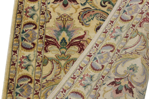 handmade Traditional Farhad Beige Gold Hand Knotted RUNNER 100% WOOL area rug 3' x 10'