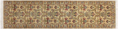 handmade Traditional Farhad Beige Gold Hand Knotted RUNNER 100% WOOL area rug 3' x 10'