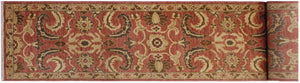 3x18 hand knotted transitional wool runner rug in pink and tan - Celina