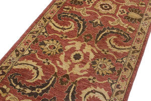 handmade Transitional Kafkaz Pink Tan Hand Knotted RUNNER 100% WOOL area rug 3' x 18'