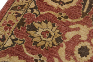 handmade Transitional Kafkaz Pink Tan Hand Knotted RUNNER 100% WOOL area rug 3' x 18'