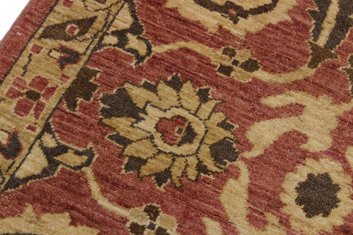 handmade Transitional Kafkaz Pink Tan Hand Knotted RUNNER 100% WOOL area rug 3' x 18'