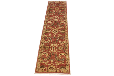 handmade Transitional Kafkaz Rose Gold Hand Knotted RUNNER 100% WOOL area rug 3' x 12'