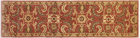 handmade Transitional Kafkaz Rose Gold Hand Knotted RUNNER 100% WOOL area rug 3' x 12'
