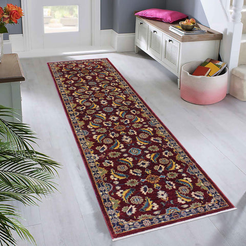 handmade Transitional Kafkaz Red Blue Hand Knotted RUNNER 100% WOOL area rug 3' x 10'