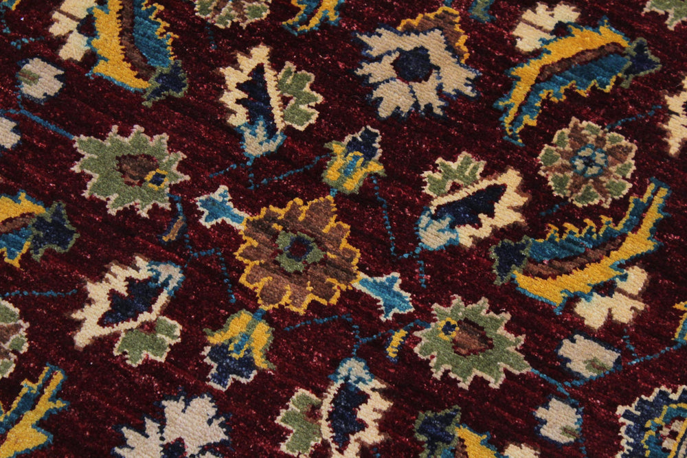 handmade Transitional Kafkaz Red Blue Hand Knotted RUNNER 100% WOOL area rug 3' x 10'
