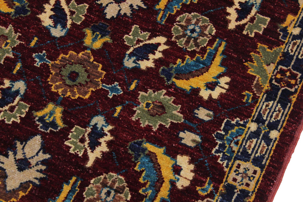 handmade Transitional Kafkaz Red Blue Hand Knotted RUNNER 100% WOOL area rug 3' x 10'
