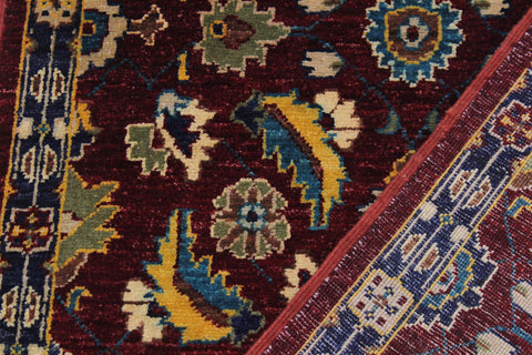 handmade Transitional Kafkaz Red Blue Hand Knotted RUNNER 100% WOOL area rug 3' x 10'