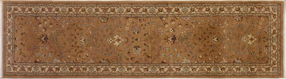 handmade Transitional Kashan Gold Ivory Hand Knotted RUNNER 100% WOOL area rug 3' x 10'