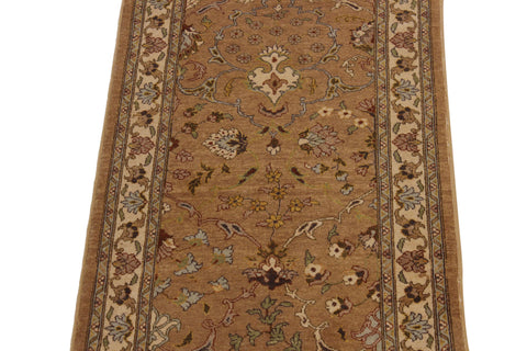 handmade Transitional Kashan Gold Ivory Hand Knotted RUNNER 100% WOOL area rug 3' x 10'