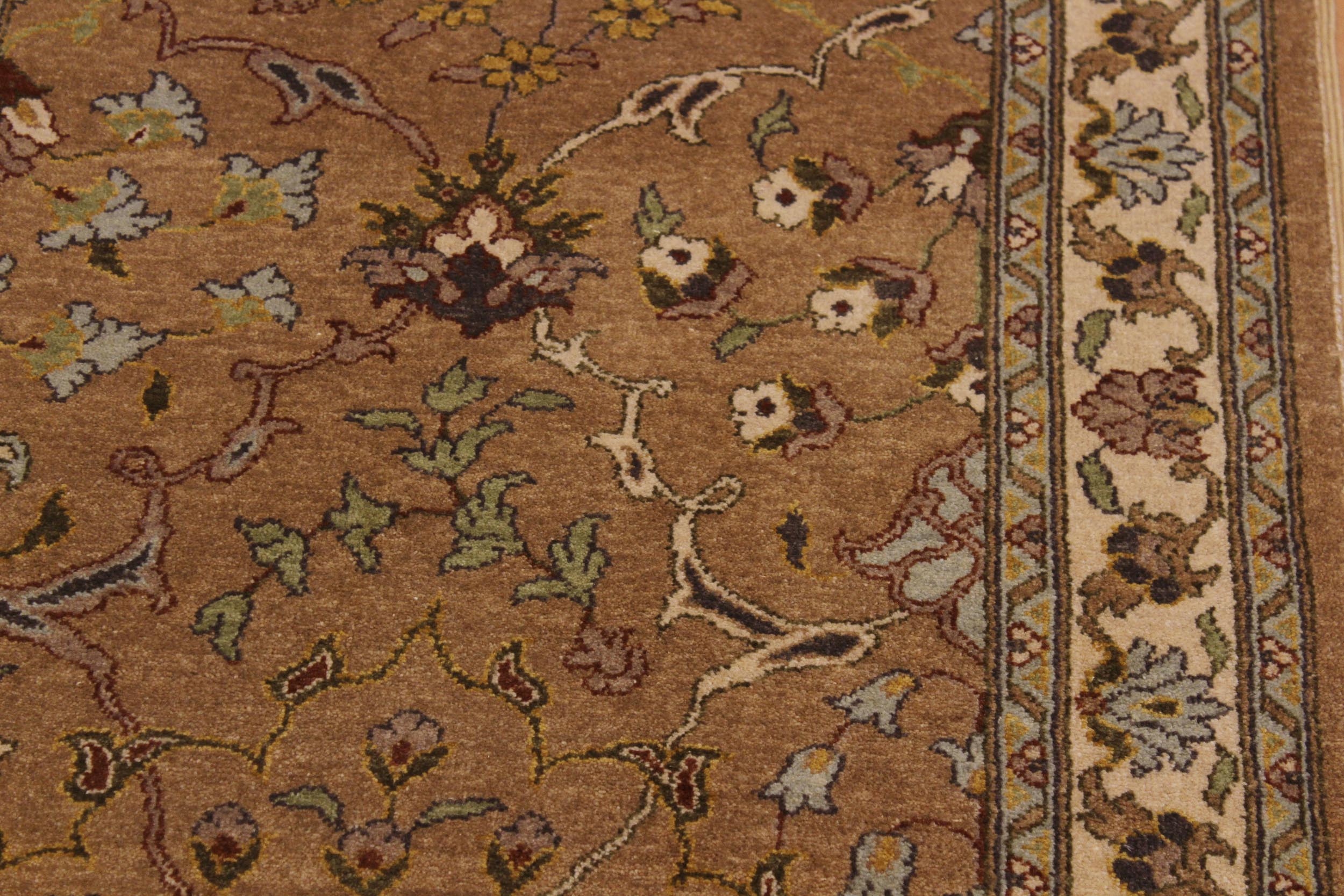 handmade Transitional Kashan Gold Ivory Hand Knotted RUNNER 100% WOOL area rug 3' x 10'