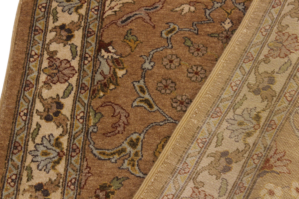 handmade Transitional Kashan Gold Ivory Hand Knotted RUNNER 100% WOOL area rug 3' x 10'