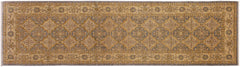 handmade Geometric Kafkaz Gray Gold Hand Knotted RUNNER 100% WOOL area rug 3' x 10'