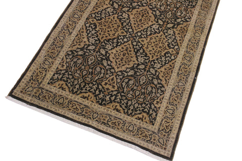handmade Transitional Veg Dye Brown Gold Hand Knotted RUNNER 100% WOOL area rug 4' x 13'