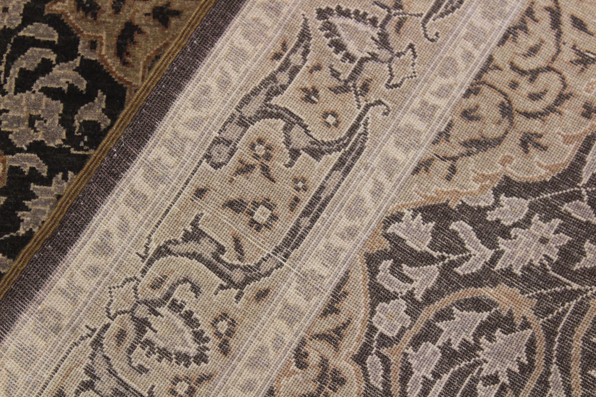 handmade Transitional Veg Dye Brown Gold Hand Knotted RUNNER 100% WOOL area rug 4' x 13'