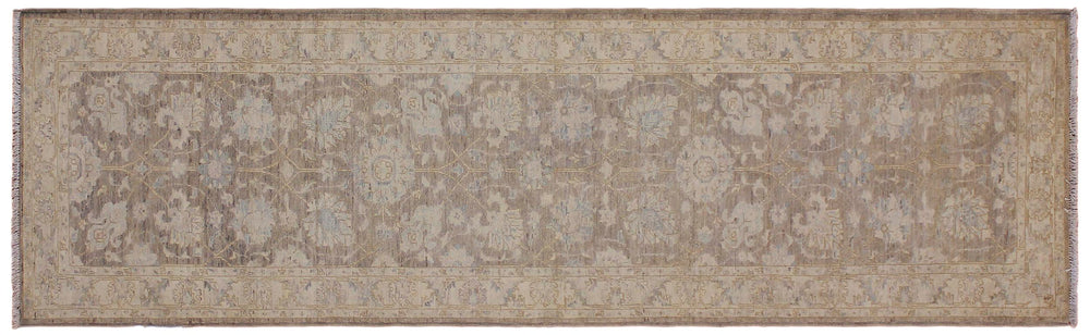 handmade Traditional Kafkaz Lt. Brown Ivory Hand Knotted RUNNER 100% WOOL area rug 3' x 10'