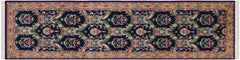 handmade Traditional Kashan Blue Gold Hand Knotted RUNNER 100% WOOL area rug 3' x 10'
