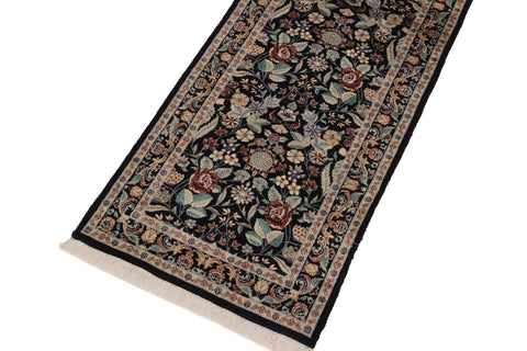 handmade Traditional  Black Gray Hand Knotted RUNNER 100% WOOL area rug 3' x 9'