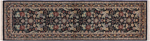 handmade Traditional  Black Gray Hand Knotted RUNNER 100% WOOL area rug 3' x 9'