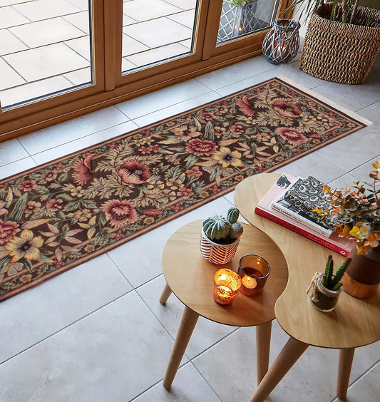 handmade Traditional Gulzar Brown Pink Hand Knotted RUNNER 100% WOOL area rug 3' x 13'