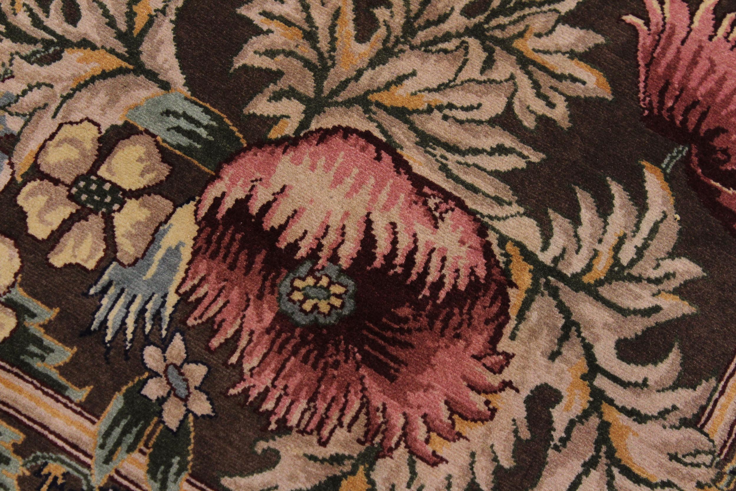 handmade Traditional Gulzar Brown Pink Hand Knotted RUNNER 100% WOOL area rug 3' x 13'