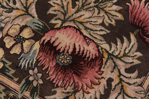 handmade Traditional Gulzar Brown Pink Hand Knotted RUNNER 100% WOOL area rug 3' x 13'