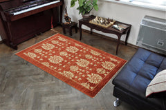 handmade Modern Kafkaz Red Gold Hand Knotted RECTANGLE 100% WOOL area rug 4' x 6'