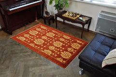 handmade Transitional Kafkaz Red Gold Hand Knotted RECTANGLE 100% WOOL area rug 4 x 6