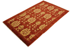 handmade Transitional Kafkaz Red Gold Hand Knotted RECTANGLE 100% WOOL area rug 4 x 6
