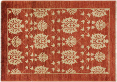 handmade Modern Kafkaz Red Gold Hand Knotted RECTANGLE 100% WOOL area rug 4' x 6'