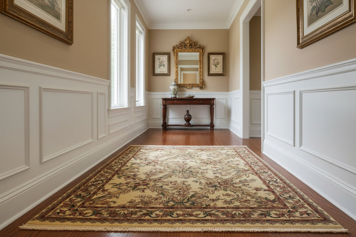 handmade Transitional Basan Beige Gray Hand Knotted RECTANGLE 100% WOOL area rug 4x6