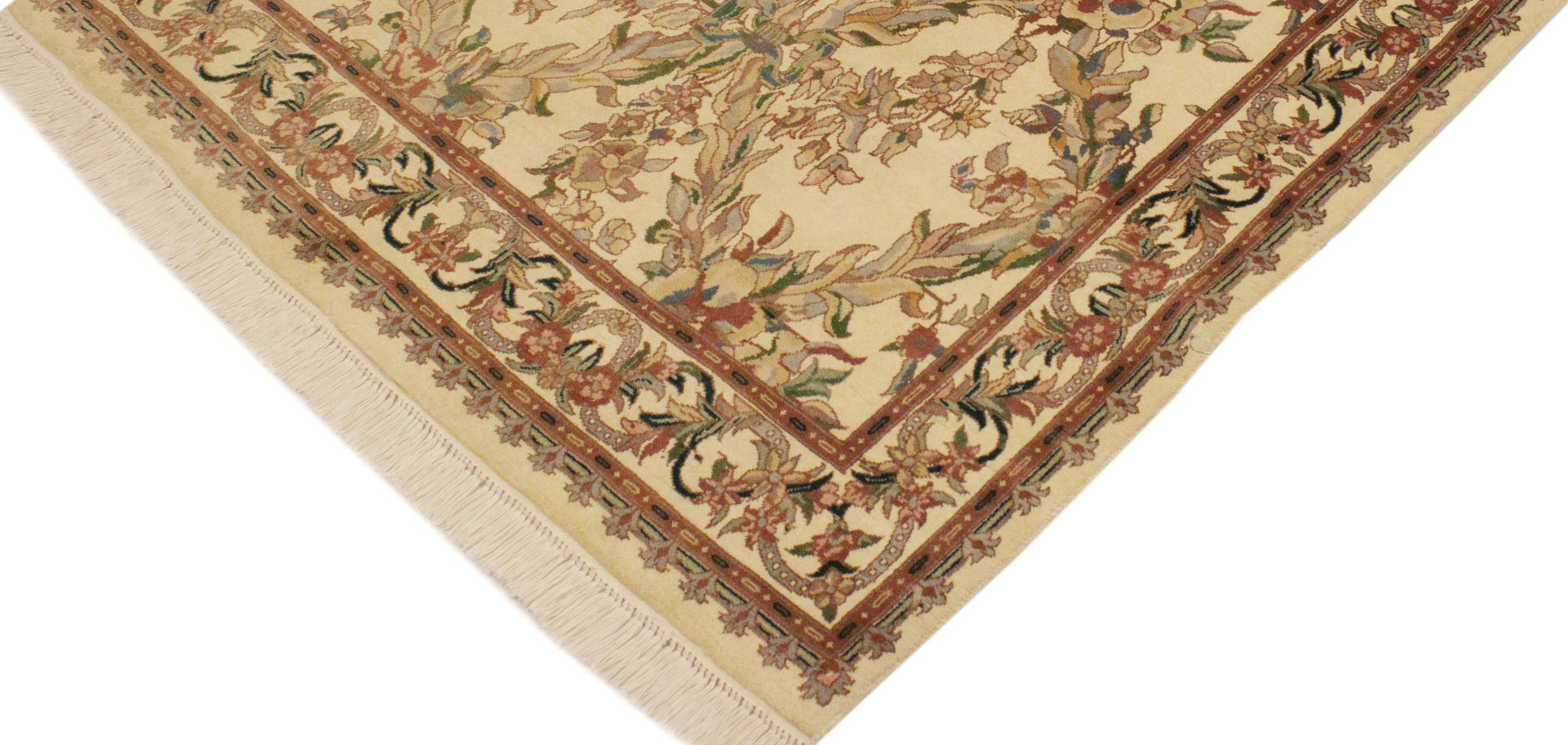 handmade Transitional Basan Beige Gray Hand Knotted RECTANGLE 100% WOOL area rug 4x6