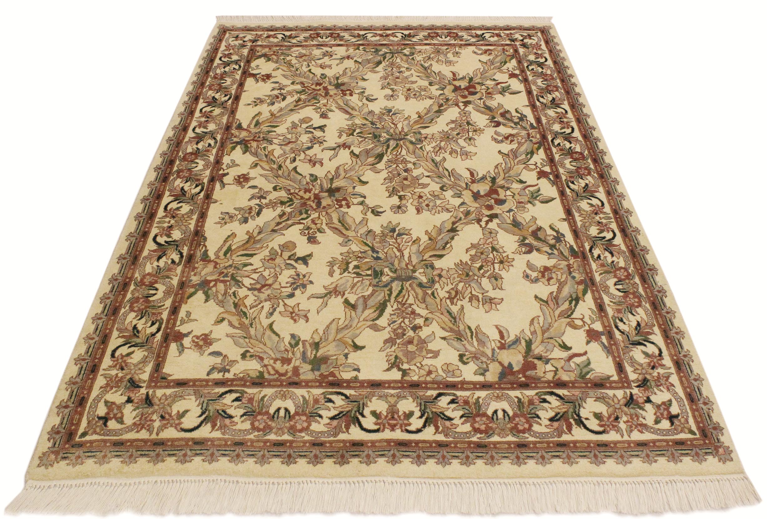 handmade Transitional Basan Beige Gray Hand Knotted RECTANGLE 100% WOOL area rug 4x6