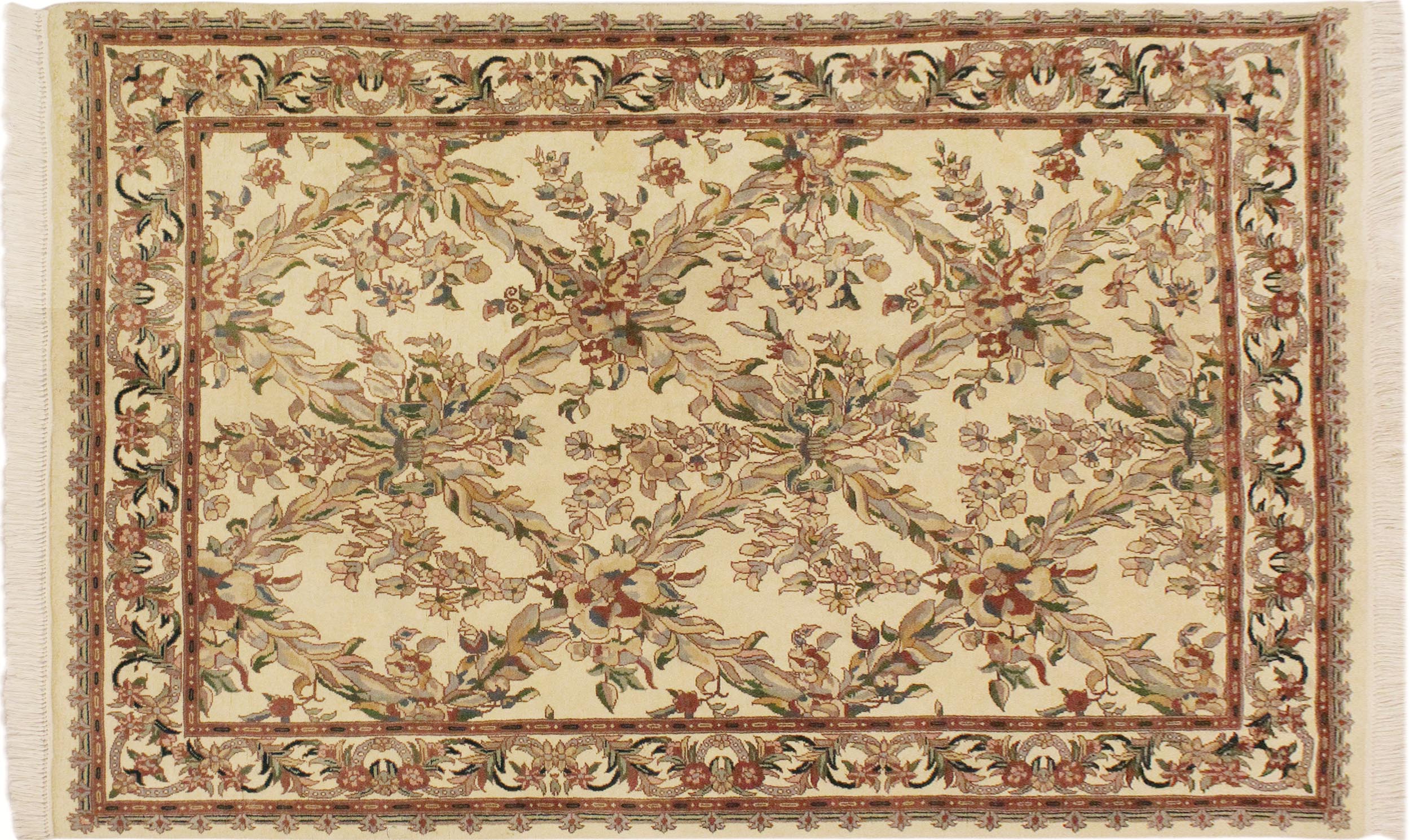 handmade Transitional Basan Beige Gray Hand Knotted RECTANGLE 100% WOOL area rug 4x6