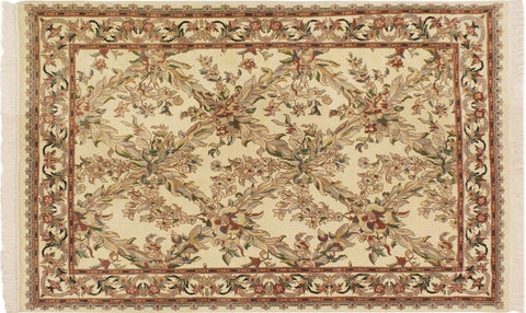 handmade Transitional Basan Beige Gray Hand Knotted RECTANGLE 100% WOOL area rug 4x6