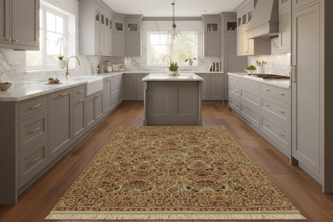 handmade Transitional Sayra Lt. Green Rust Hand Knotted RECTANGLE 100% WOOL area rug 4x6