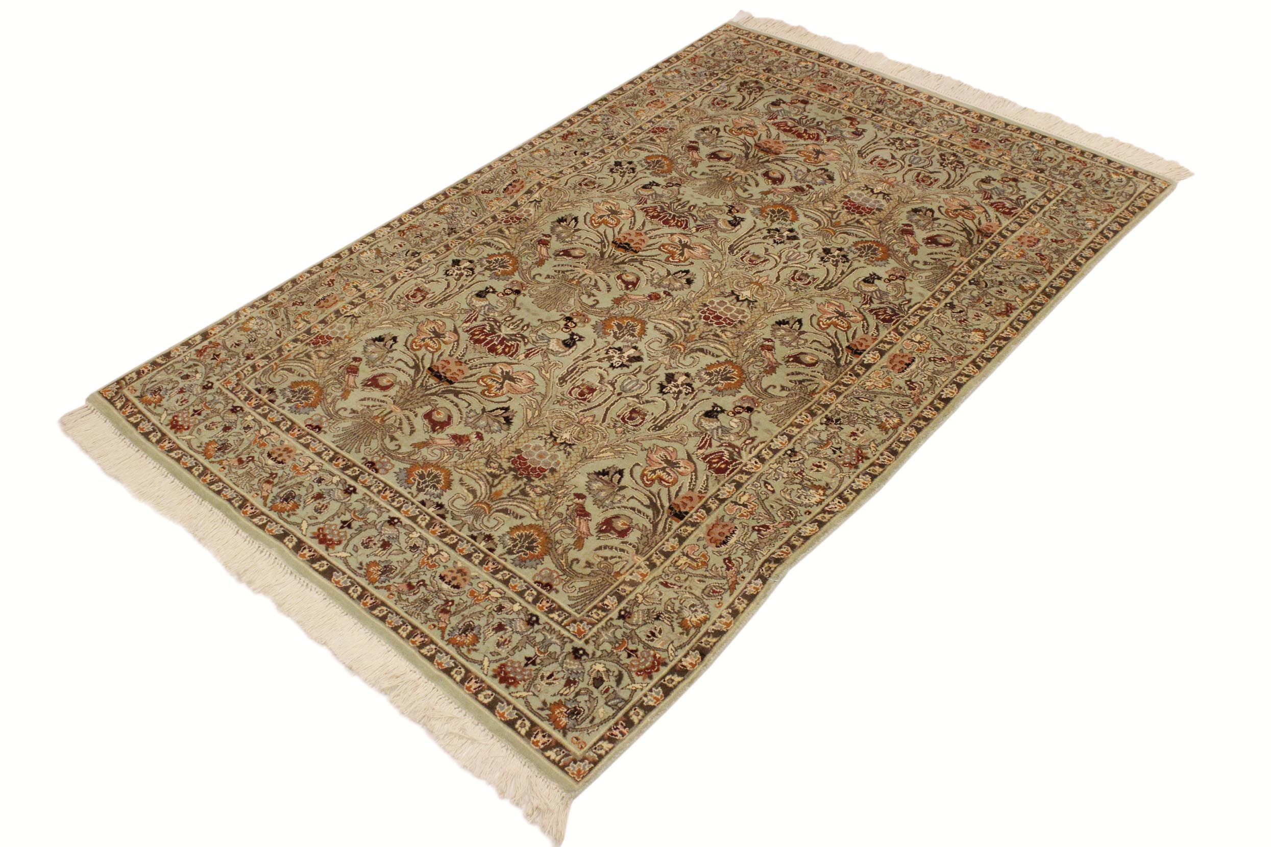 handmade Transitional Sayra Lt. Green Rust Hand Knotted RECTANGLE 100% WOOL area rug 4x6