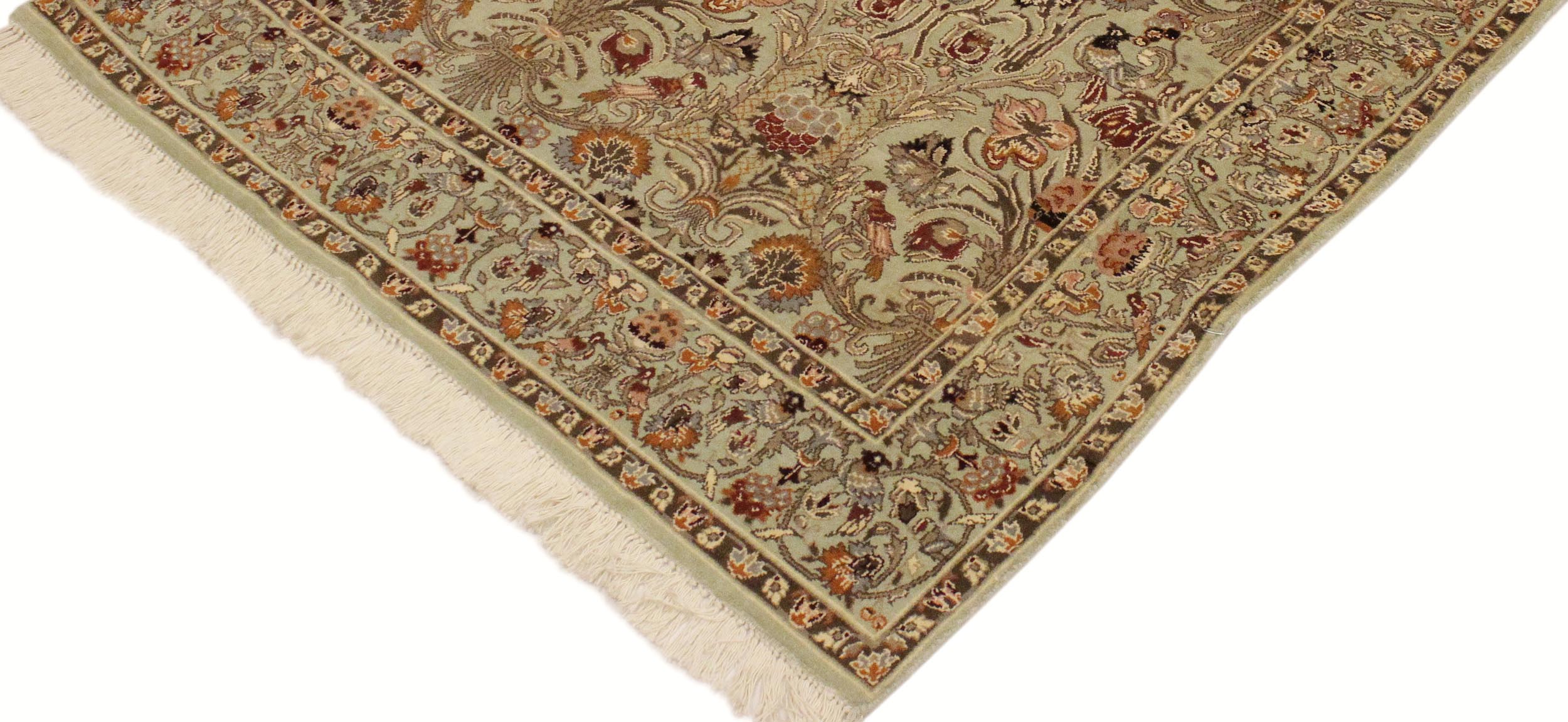 handmade Transitional Sayra Lt. Green Rust Hand Knotted RECTANGLE 100% WOOL area rug 4x6
